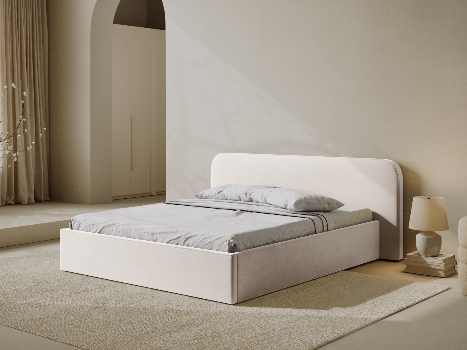 Micadoni Bett Elizabeth Samt Elfenbein 160x200