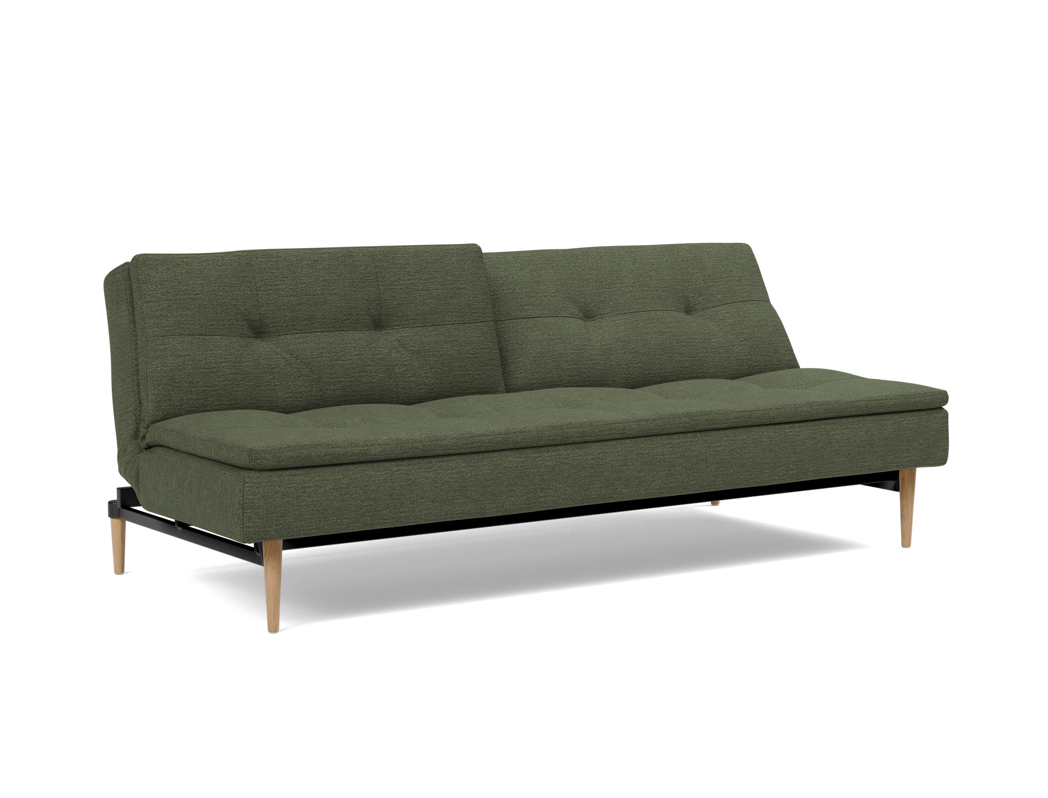 Schlafsofa Dublexo Strukturierter Stoff Taura 353-Forest Beine Styletto Eiche hell