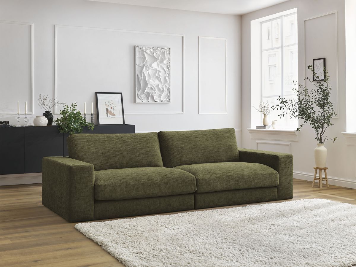 Bobochic Leonard Sofa 3-Sitzer 234 × 109 cm Strukturstoff Grün