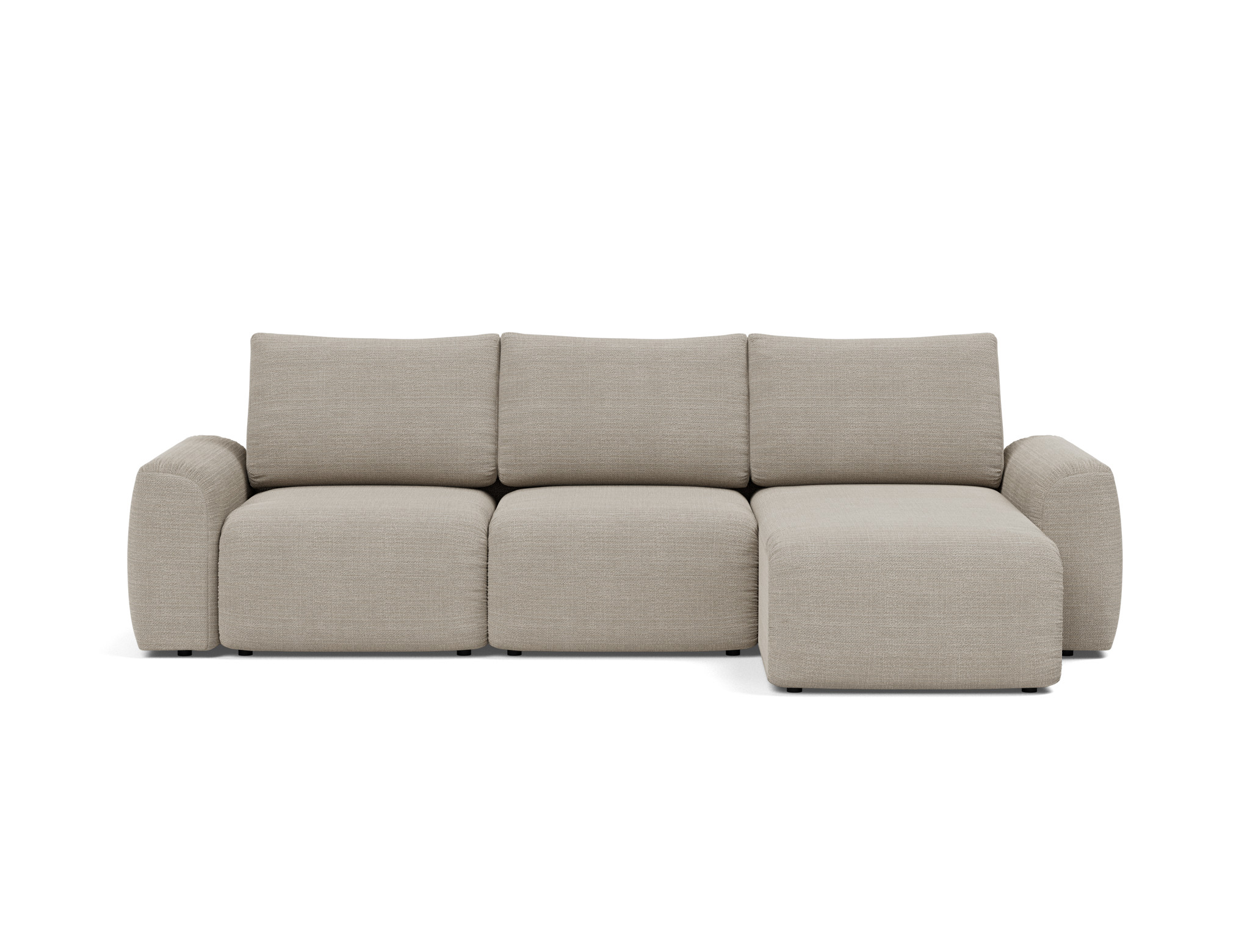 Schlafsofa Norum mit Chaiselongue und Chunky-Armlehnen Strukturierter Stoff Kenya 579-Gravel