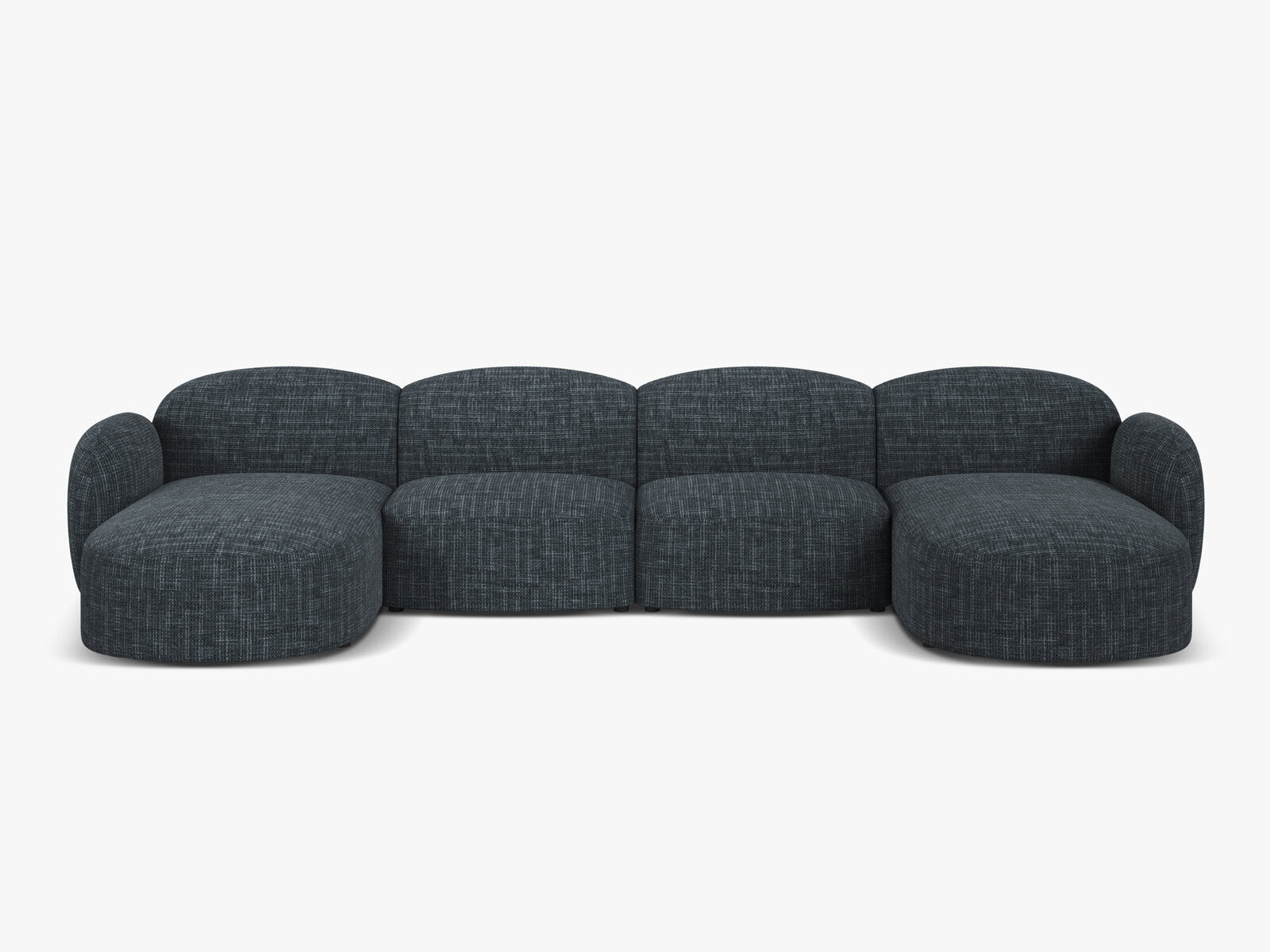 Micadoni Panorama Sofa Blair 6-Sitzer Strukturierter Stoff Baltimore Marineblau