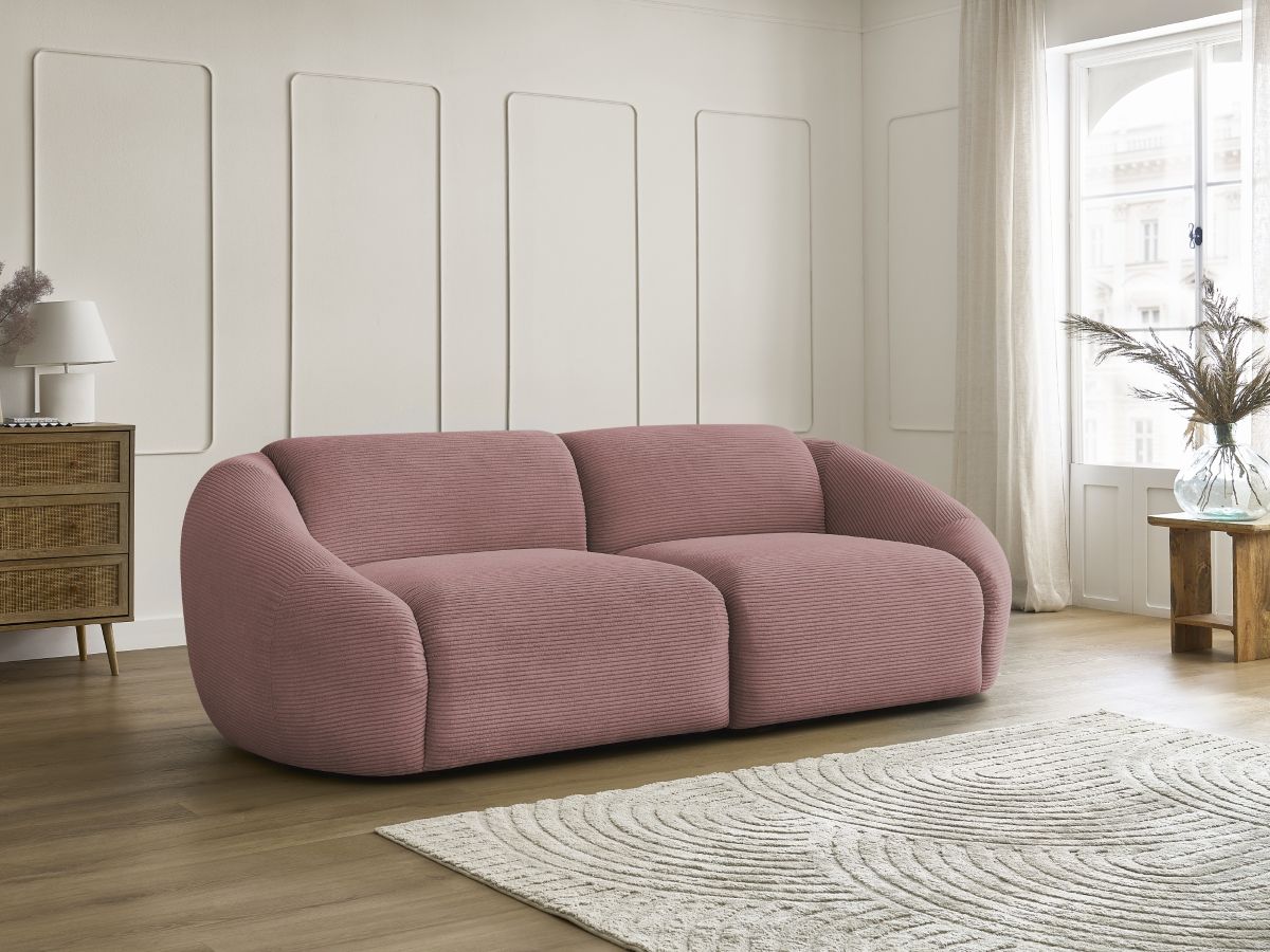 Bobochic Tina Sofa 3-Sitzer Cordsamt Rosa