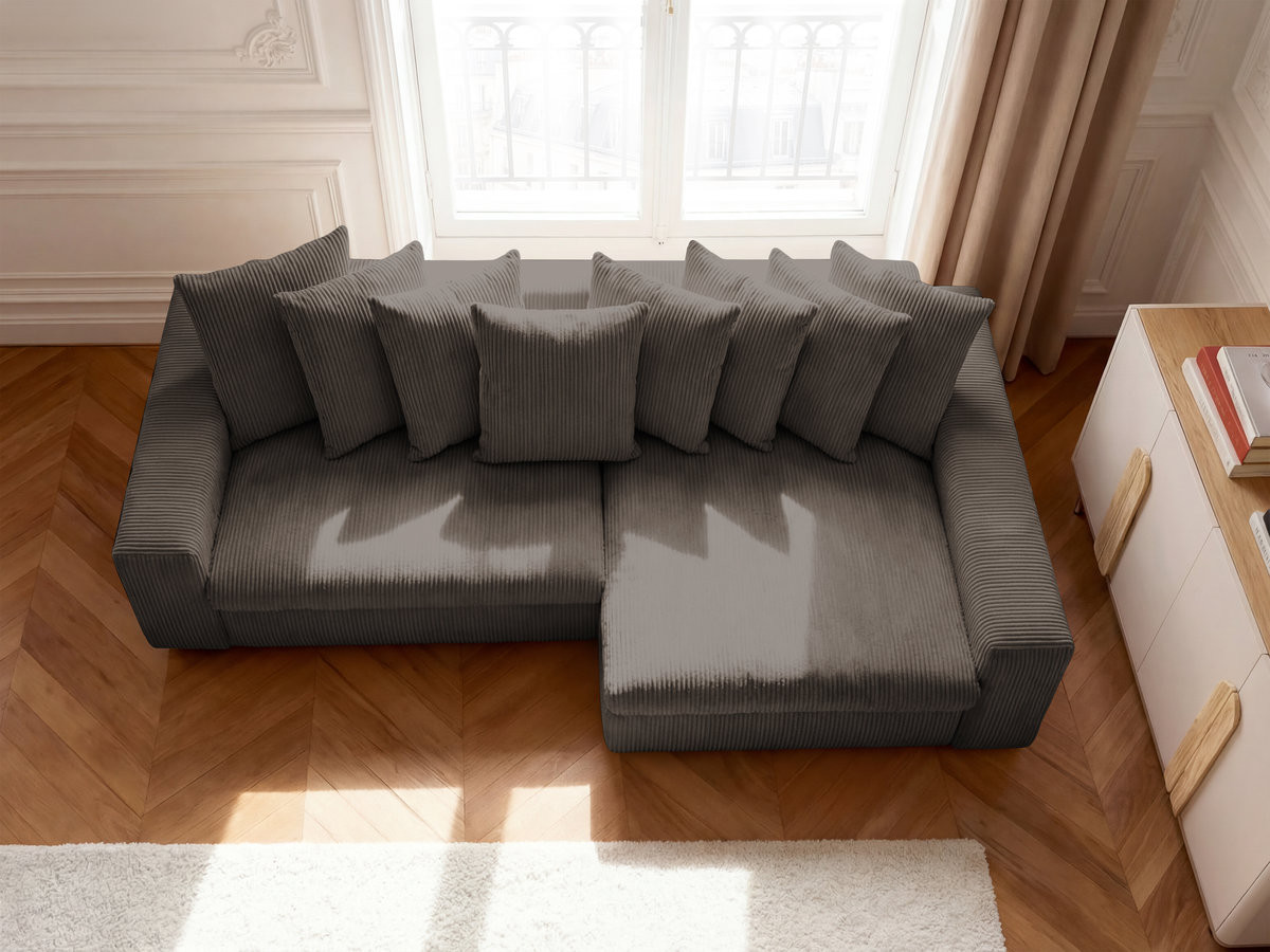 Bobochic Enore Ecksofa 330 × 157 cm Cordsamt Taupe Ecke rechts