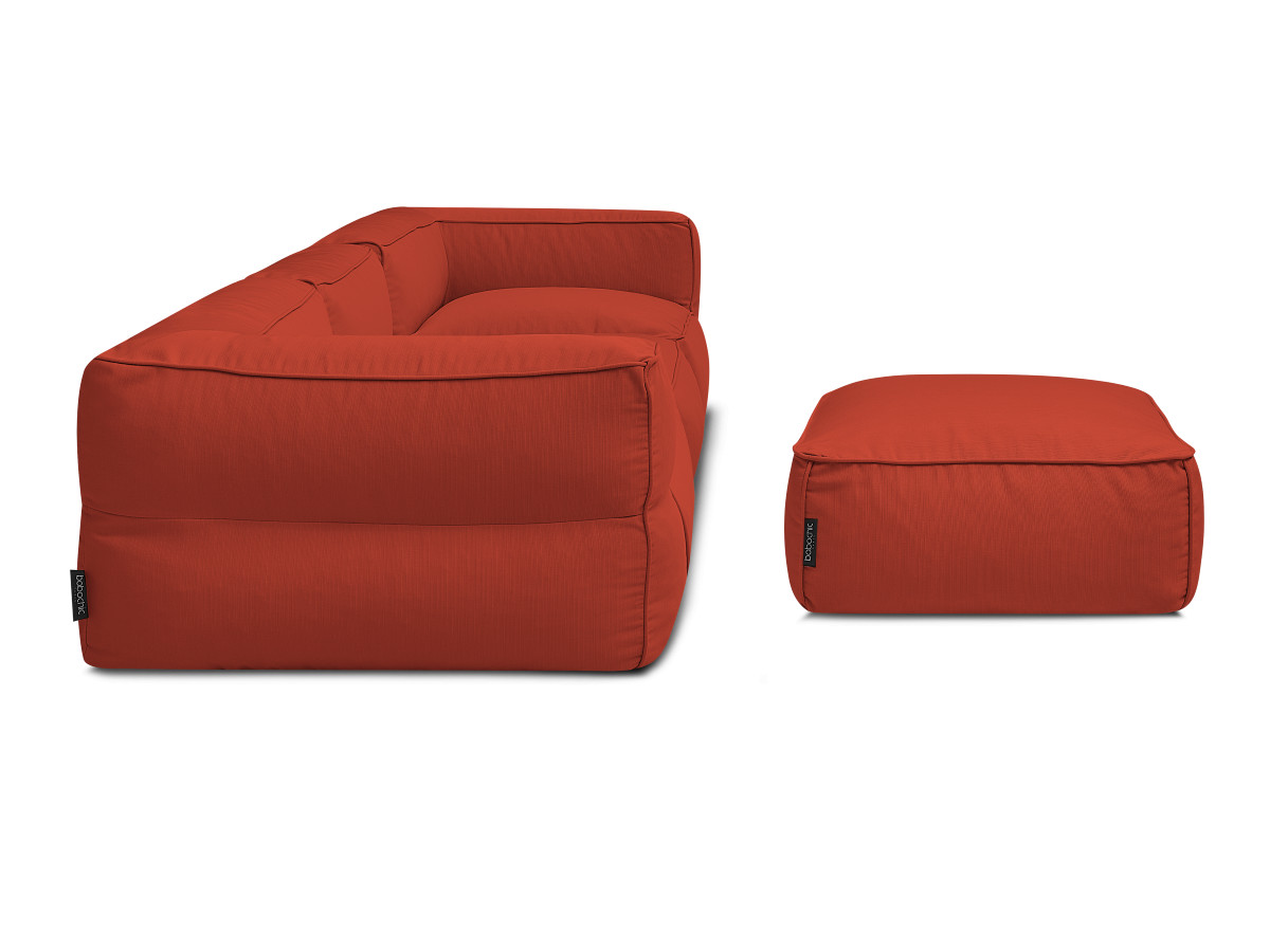 Bobochic Giulia Gartensofa 4-Sitzer mit Pouf, 2 Eckmodule Stoff Rot