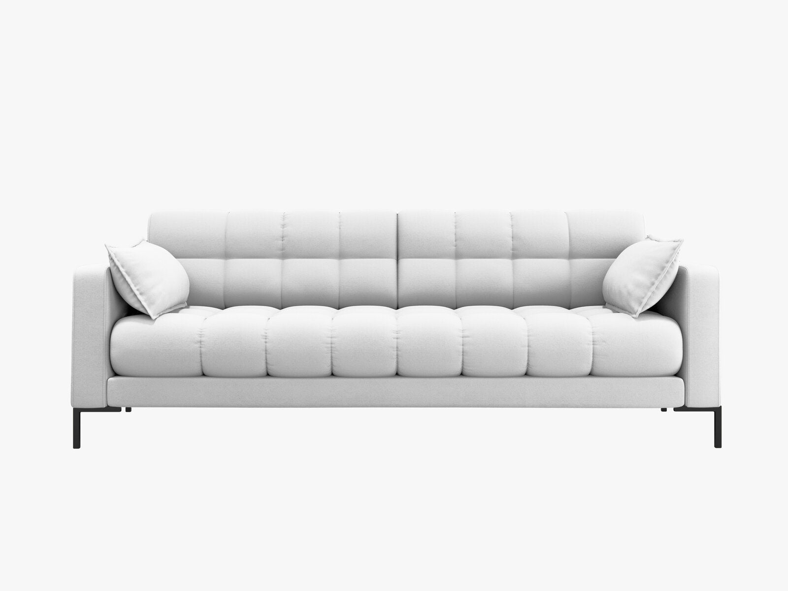 Micadoni Sofa Mamaia 4-Sitzer Strukturierter Stoff Neve Hellgrau schwarze Beine