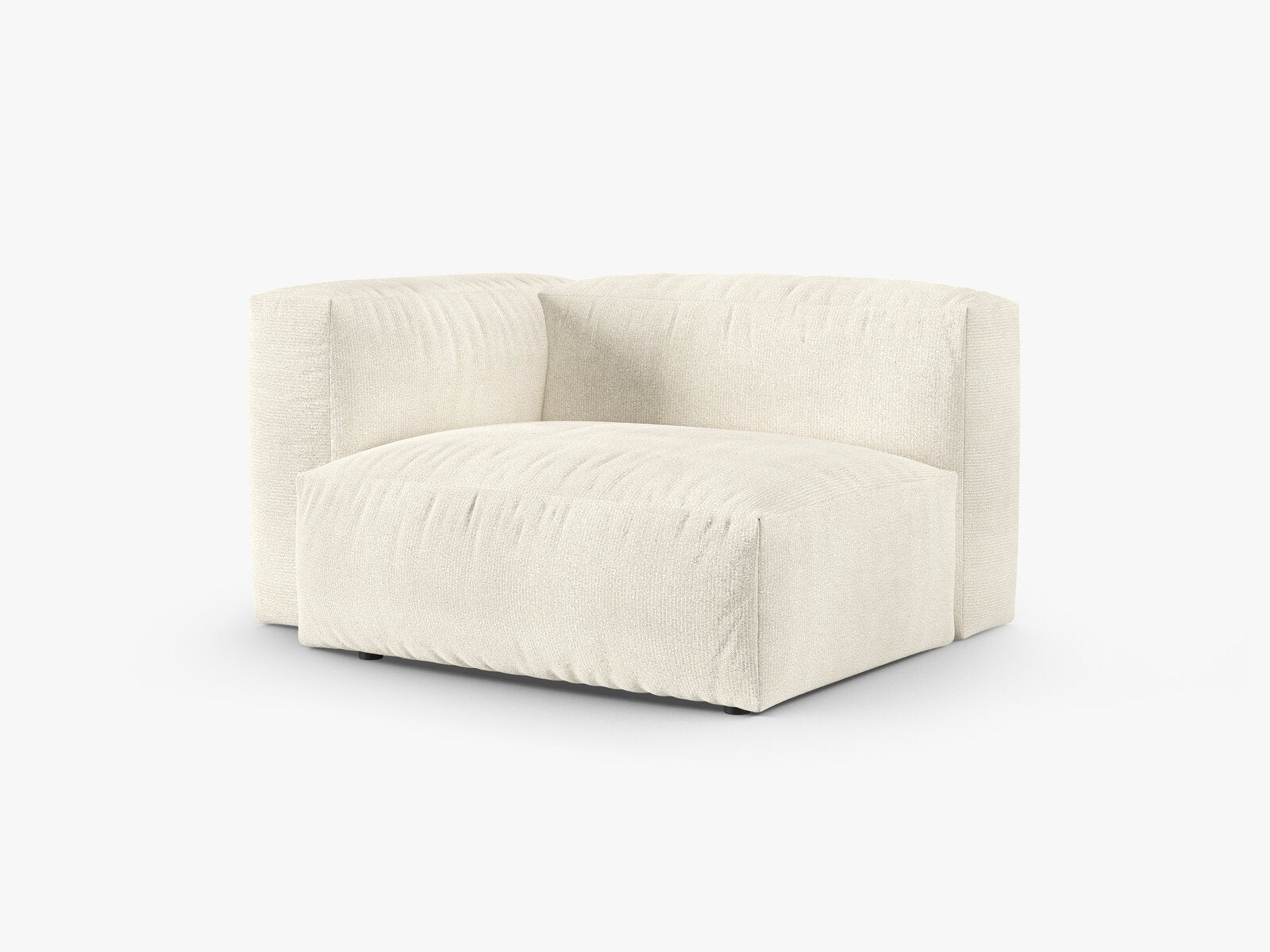 Micadoni Eckmodul mit Armlehne Martina 1-Sitzer 90cm Sitztiefe Links Boucle Monet Elfenbein