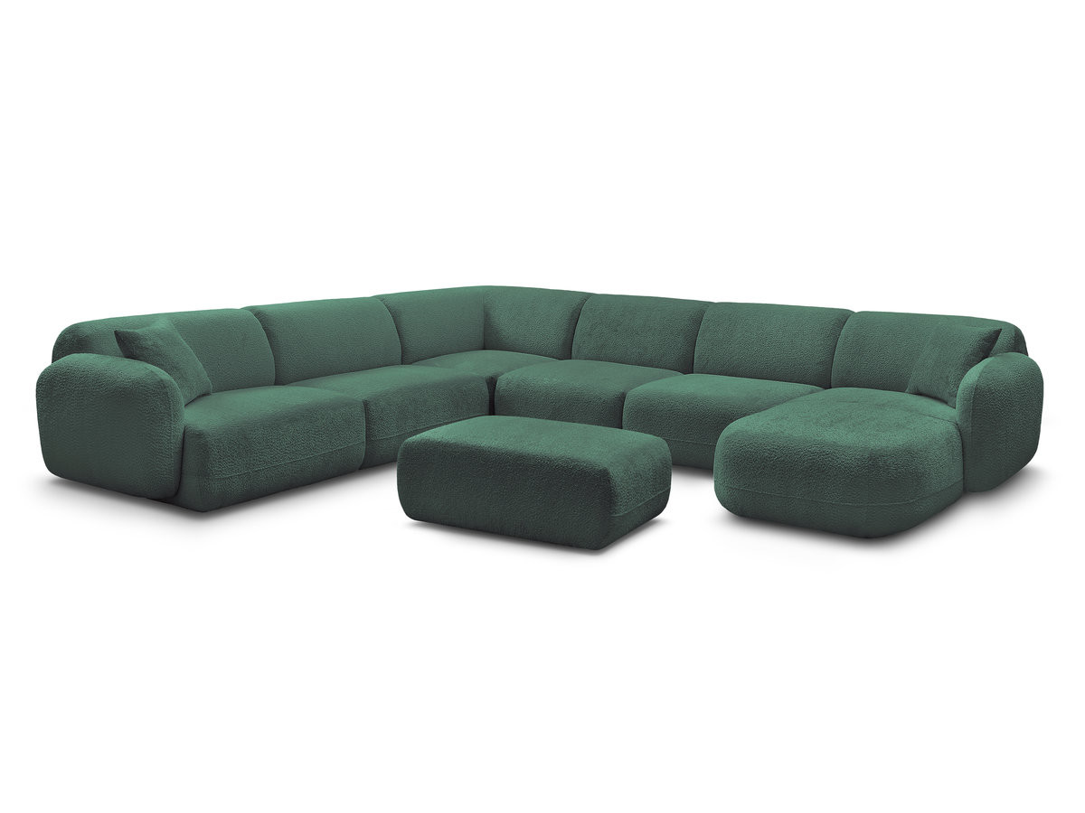 Bobochic Anda Wohnlandschaft mit Pouf 373 × 289 cm Chenille Dunkelgrün Ecke links