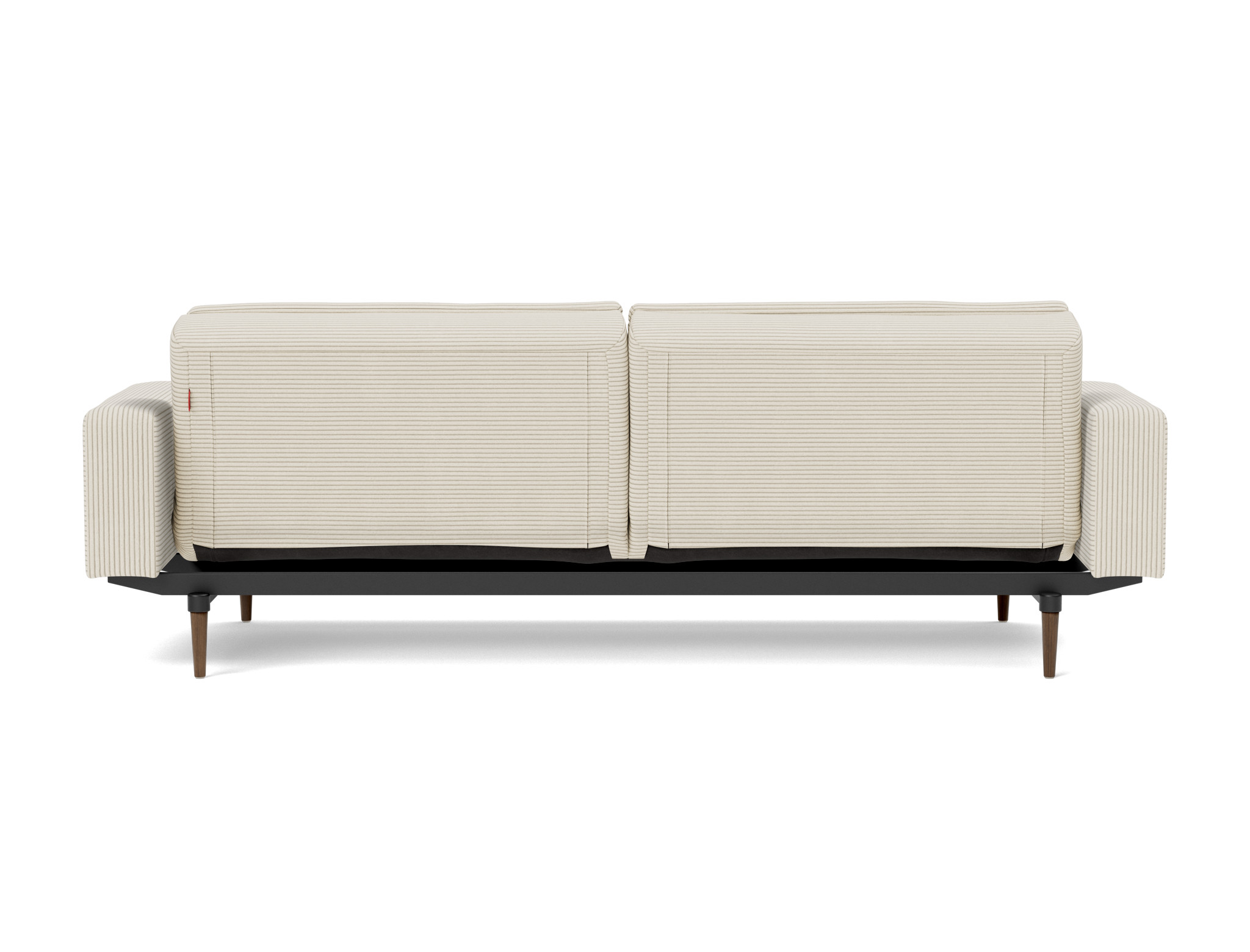 Schlafsofa Dublexo mit Armlehnen Kord Corduroy 594-Ivory Beine Styletto Eiche dunkel