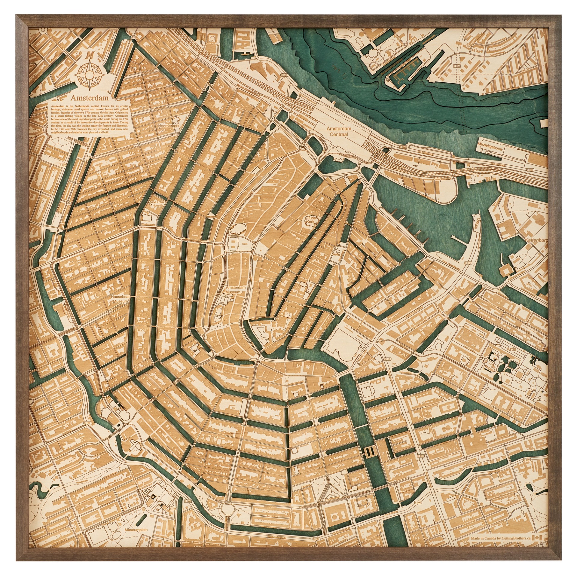 Cutting Brothers 3D Holz-Wandkarte Amsterdam 76 x 76 moebelfaktor