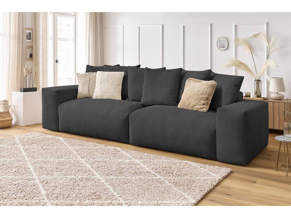 Bobochic Voltaire Sofa 4-Sitzer 320 × 124 cm Cordsamt Dunkelgrau