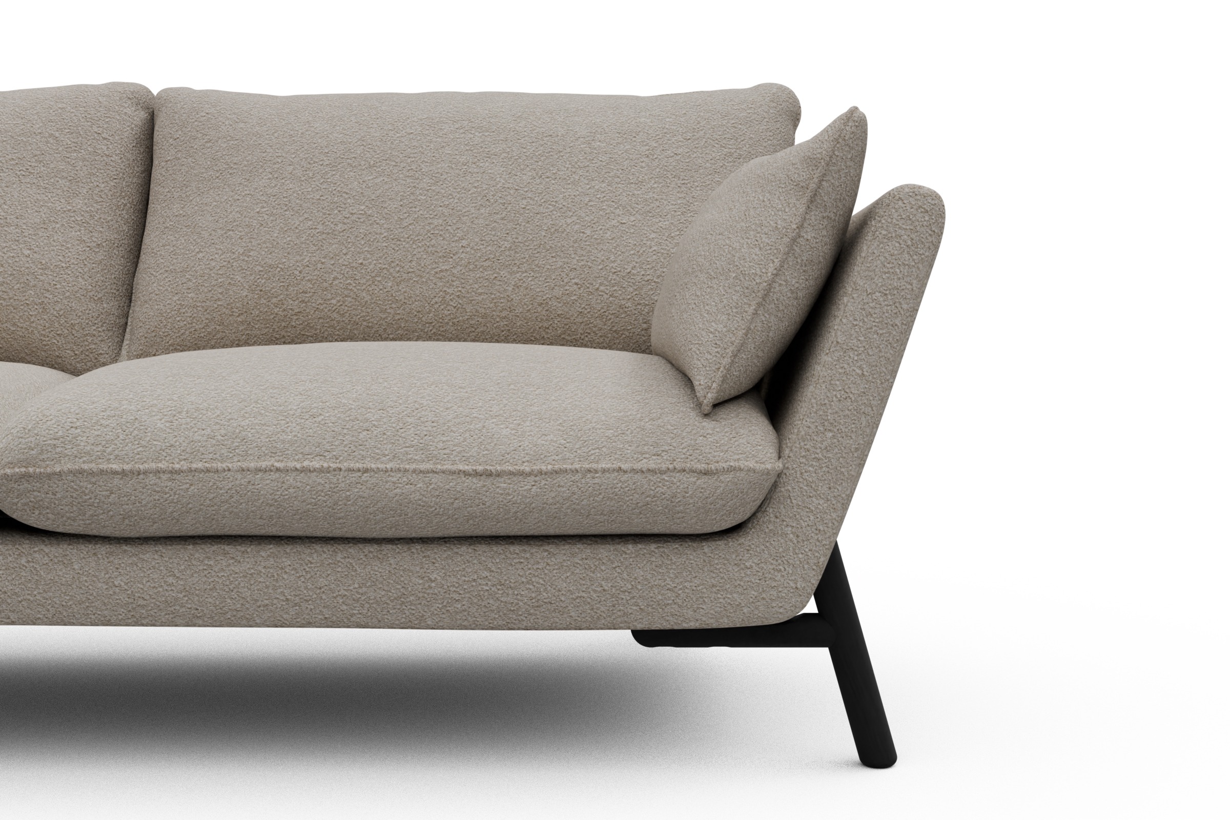 Sofa Emil 2-Sitzer Beinfarbe Eiche Schwarz Aivi-Lace-Beige