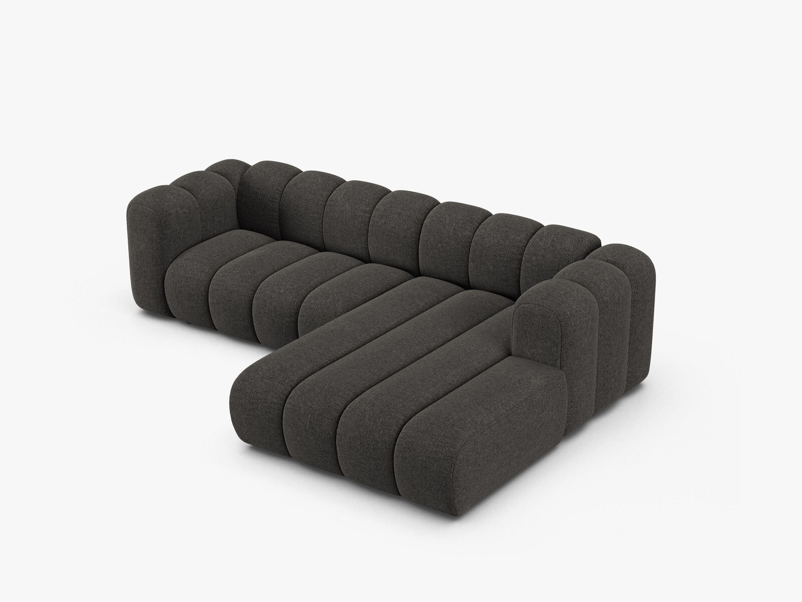 Micadoni Modulares Ecksofa Lupine 4-Sitzer mittelgroß Rechts Chenille Eden Dunkelgrau