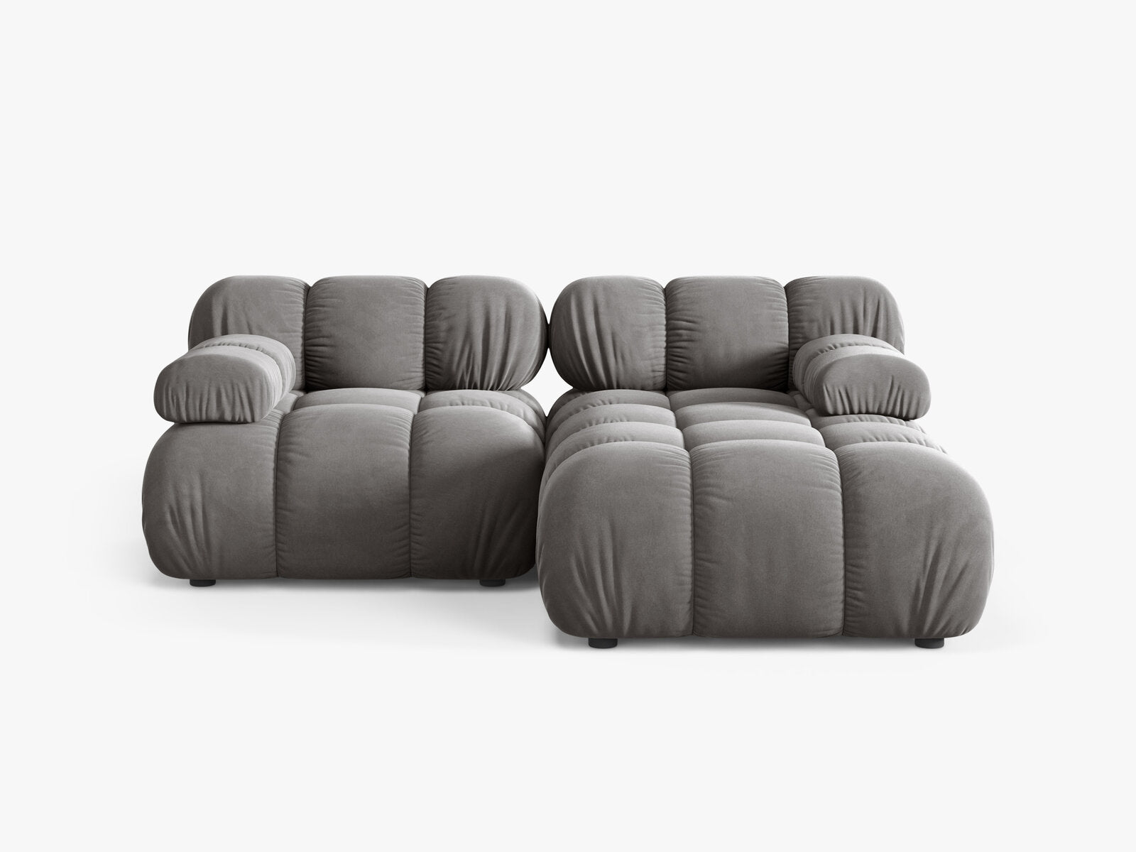 Micadoni Modulares Ecksofa Bellis 3-Sitzer Rechts Samt Bluvel Hellgrau