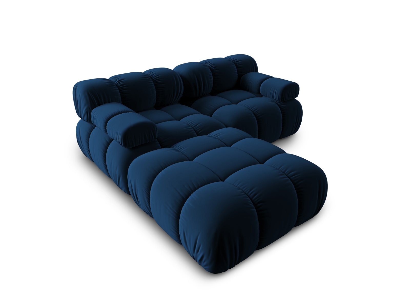 Micadoni Modulares Sofa Bellis 3-Sitzer mit flachem Modul Samt Bluvel Königsblau