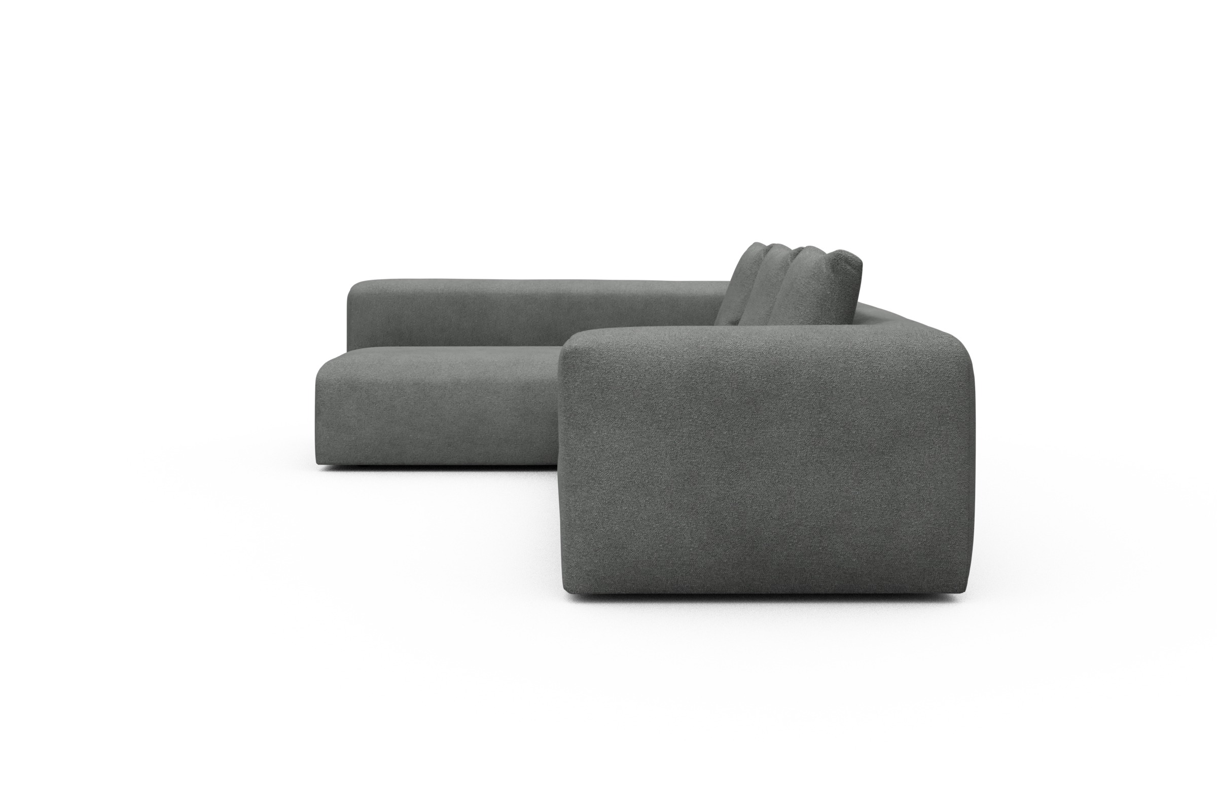 Ecksofa Fred 2x 2,5-Sitzer links offen Boucle-Ash-Grey