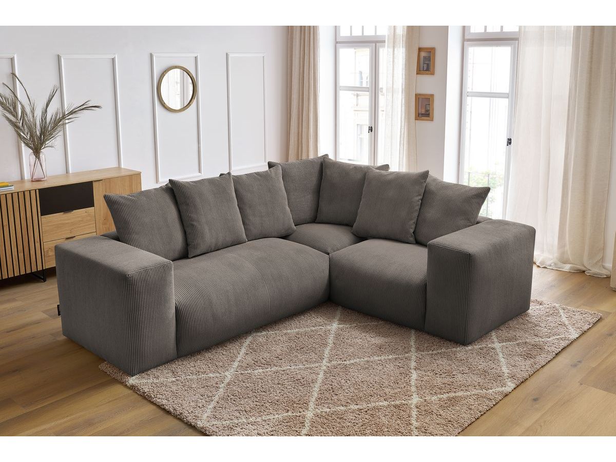 Bobochic Voltaire Ecksofa 268 × 214 cm Cordsamt Taupe Ecke rechts