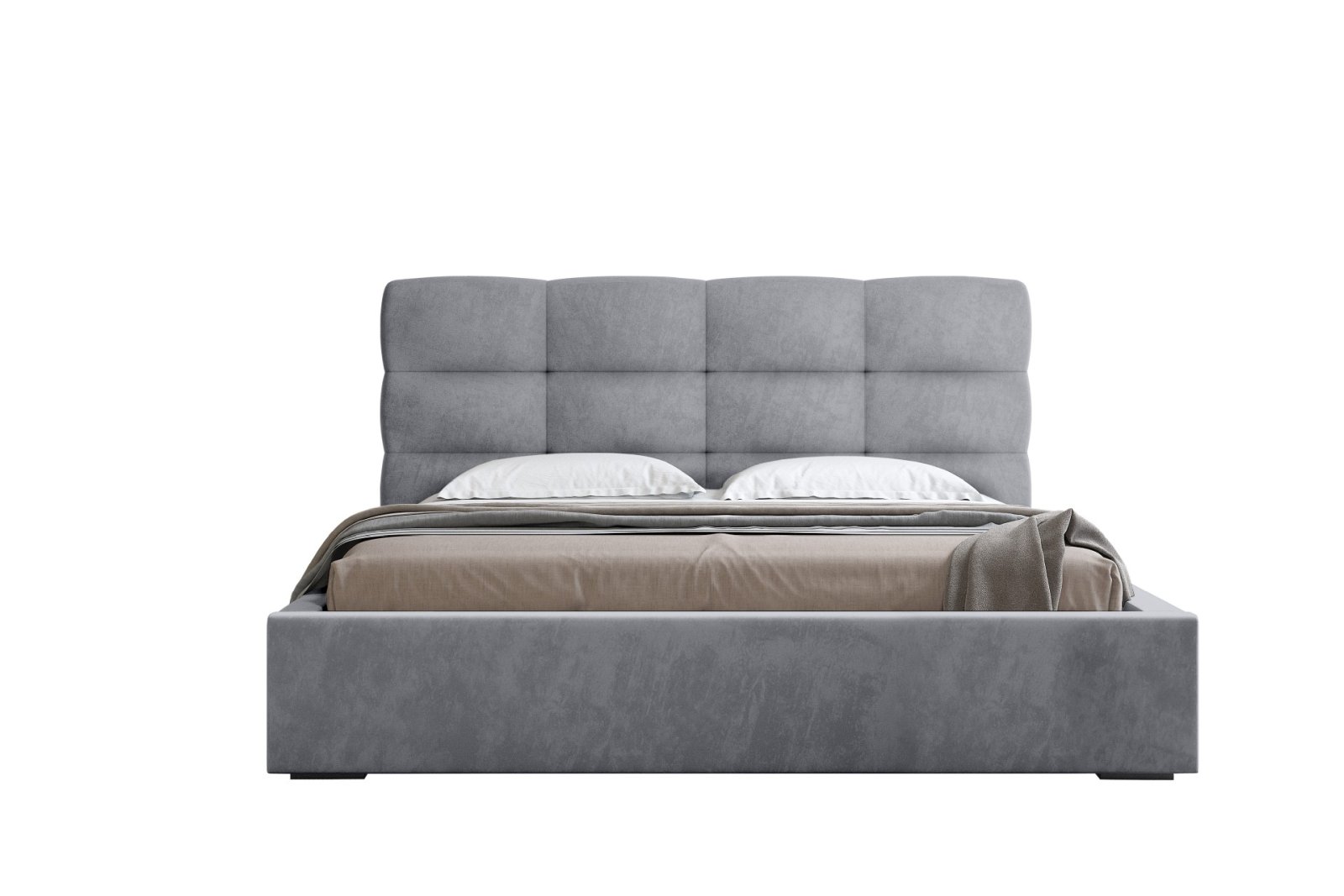 Polsterbett Navo Samtstoff 140x200 mit Metallrahmen Macau Ash