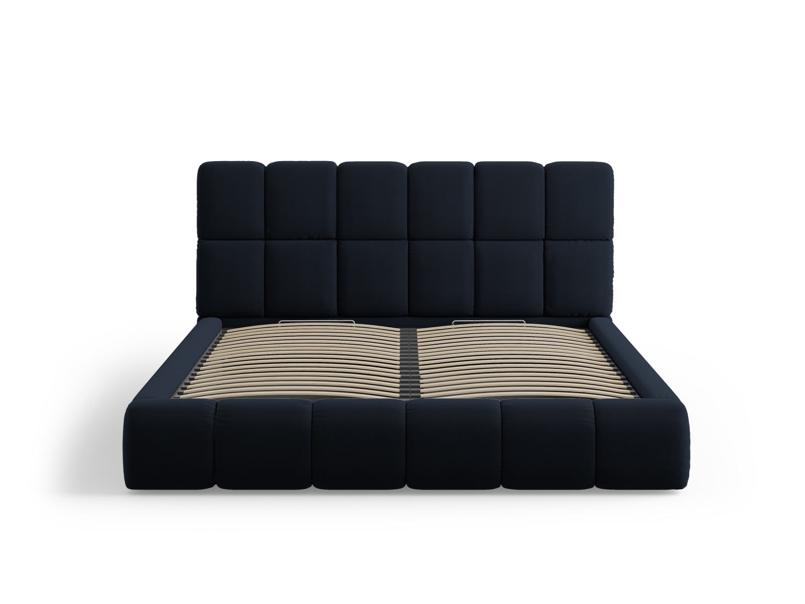 Micadoni Stauraumbett mit Kopfteil Bellis Samt Bluvel Dunkelblau 140x200