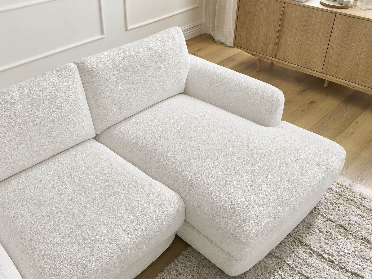 Bobochic Leonore Ecksofa Bouclé-Stoff Weiß Ecke rechts