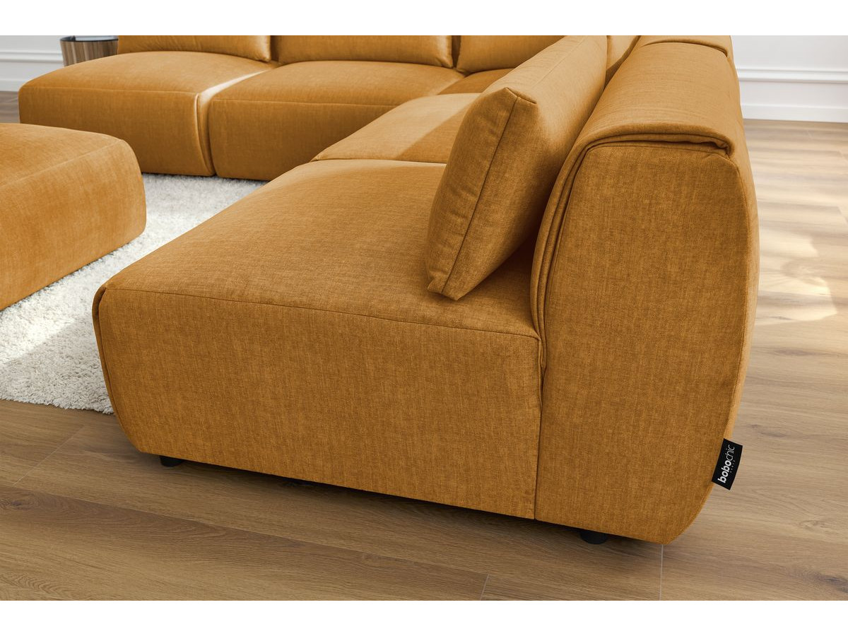 Bobochic Jeanne Ecksofa mit Pouf Samt Gelb