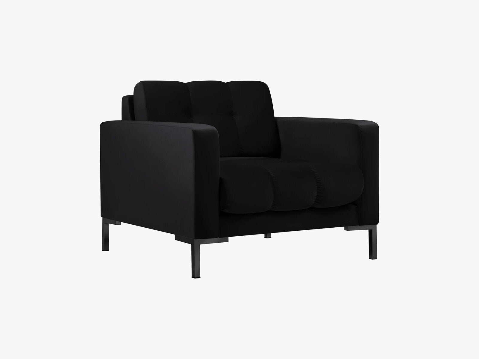 Micadoni Sessel Mamaia 1-Sitzer Samt Bluvel Schwarz schwarze Beine