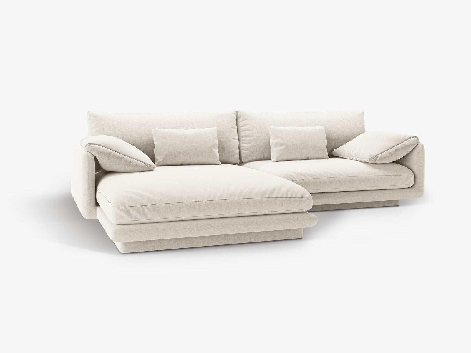 Micadoni Ecksofa Torino 4-Sitzer Links Strukturierter Stoff Elfenbein