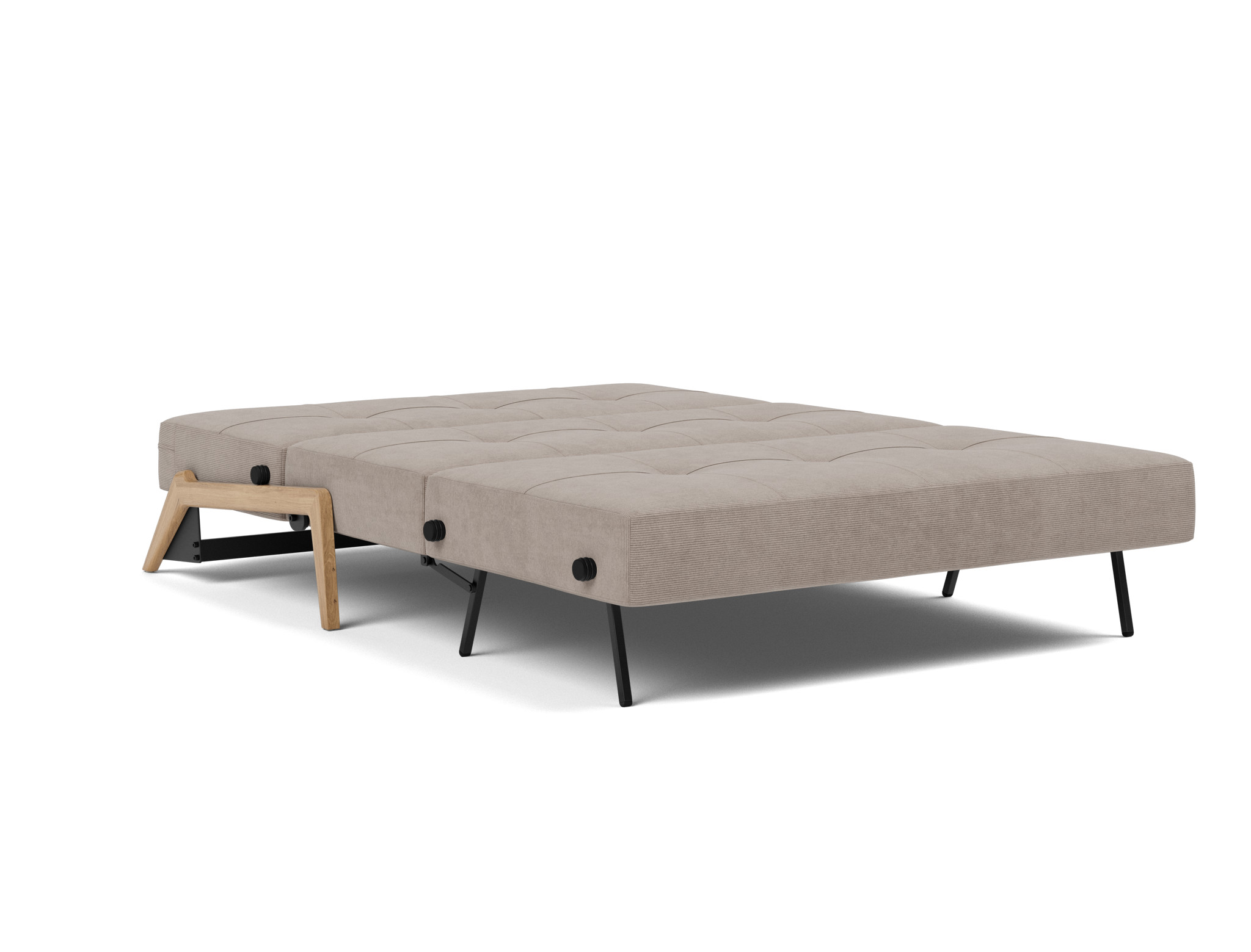 Schlafsofa Cubed 140 Kord Cordufine 318-Beige Beine Eiche