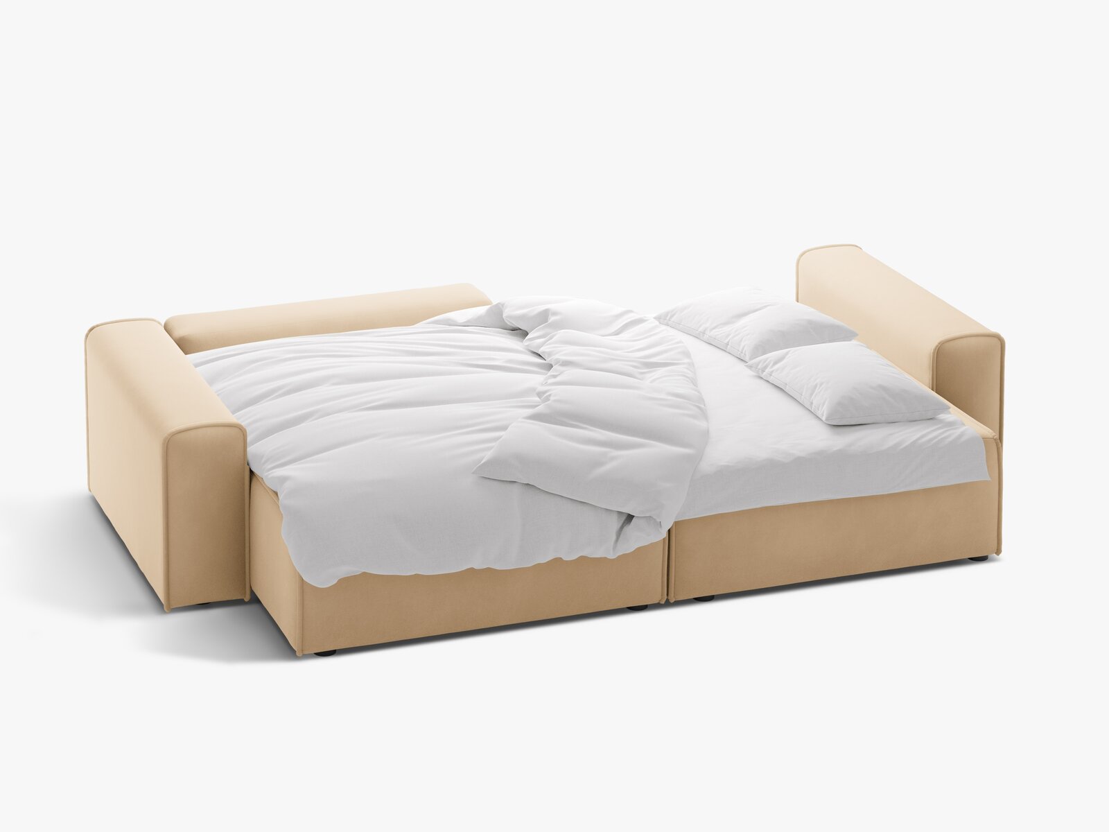 Micadoni Ecksofa Victor 3-Sitzer mit Schlaffunktion Links Samt Nude