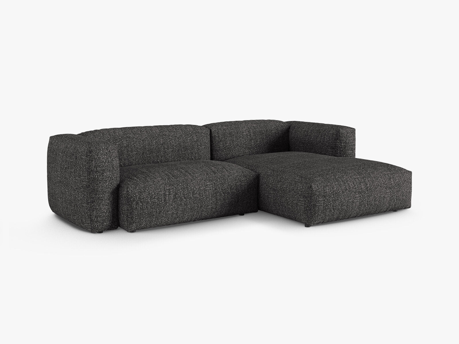 Micadoni Ecksofa Martina 2-Sitzer 90cm Sitztiefe Rechts Boucle Monet Anthrazit