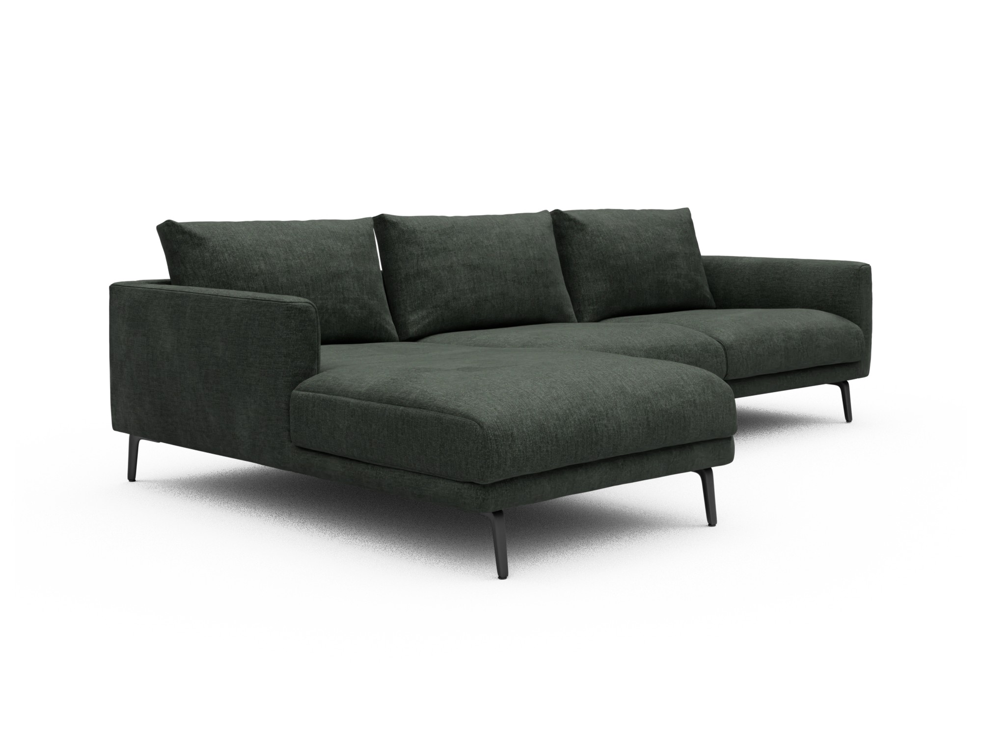 Skandi Home Ecksofa Karl Chaiselongue links mit 2,5-Sitzer Aivi-Pine-Green moebelfaktor