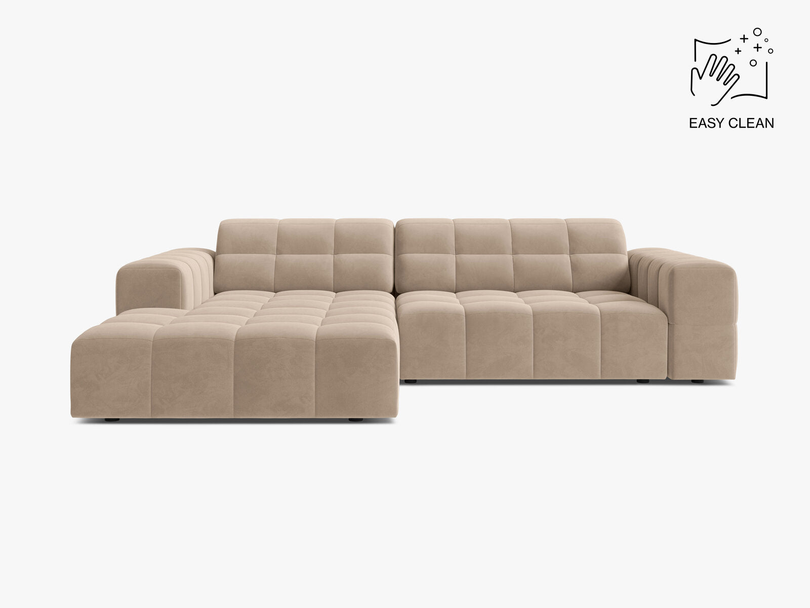 Micadoni Jennifer Ecksofa 4-Sitzer Links Samt Venus Beige