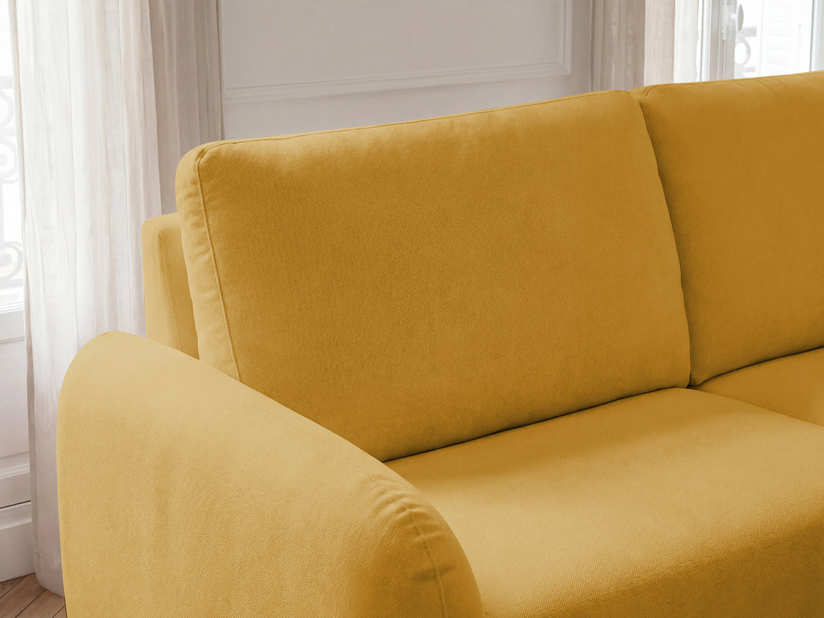 Bobochic Kenan Schlafsofa 3-Sitzer Stoff Gelb, Liegefläche 140 × 196 cm