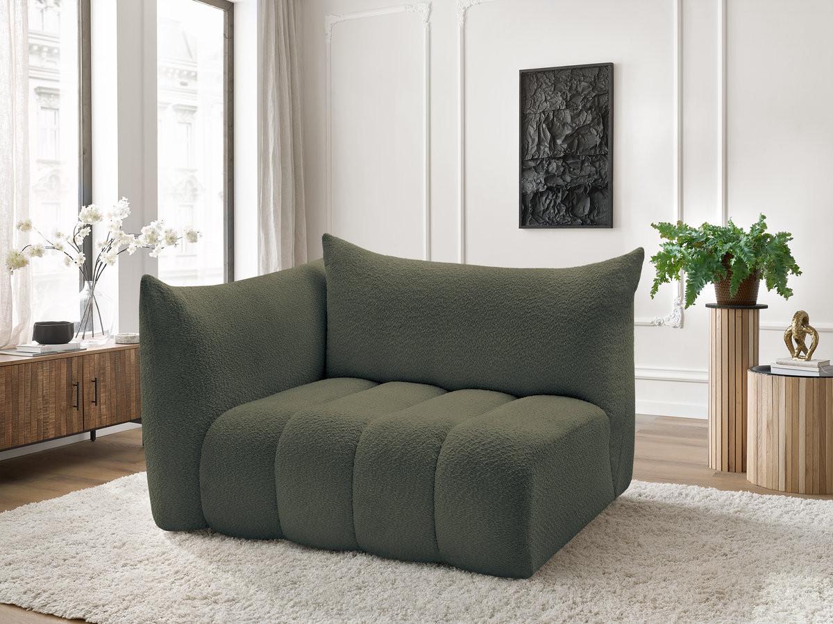 Bobochic Azra Sofamodul 2-Sitzer 143 × 112 cm Bouclé-Stoff Grün Ecke links
