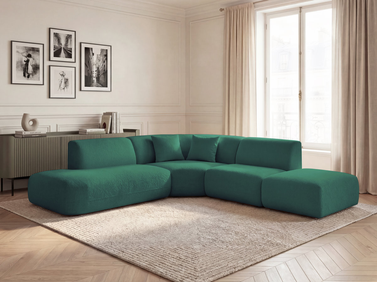 Bobochic Anda Ecksofa 279 × 264 cm Chenille Dunkelgrün Ecke links