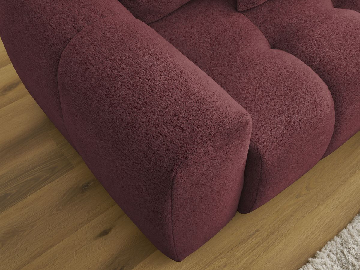 Bobochic Roxelane Ecksofa mit Schlaffunktion und Bettkasten und Pouf 258 × 150 cm Melange-Stoff Rot Ecke rechts