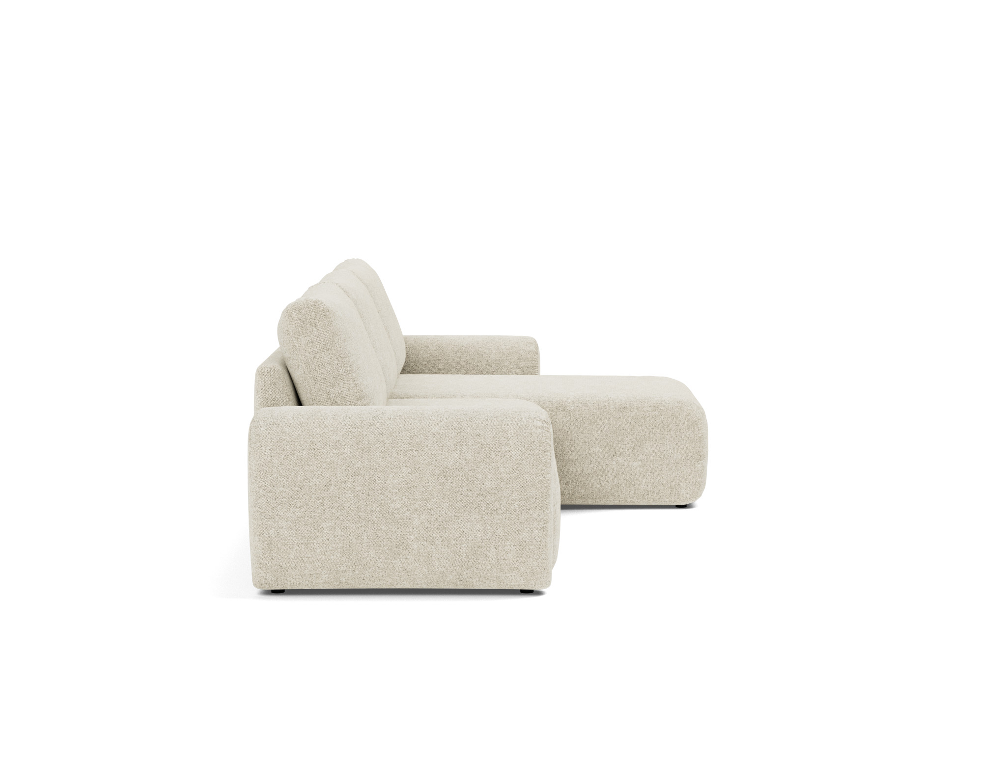 Schlafsofa Norum mit Chaiselongue und Curve-Armlehnen Strukturierter Stoff Taura 357-Off-White