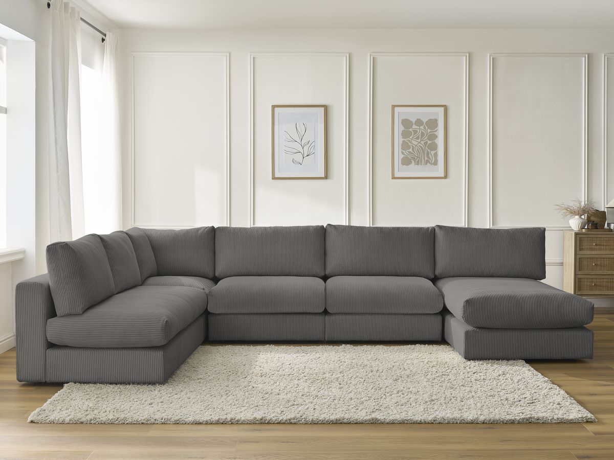 Bobochic Paris Ecksofa Cordsamt Dunkelgrau