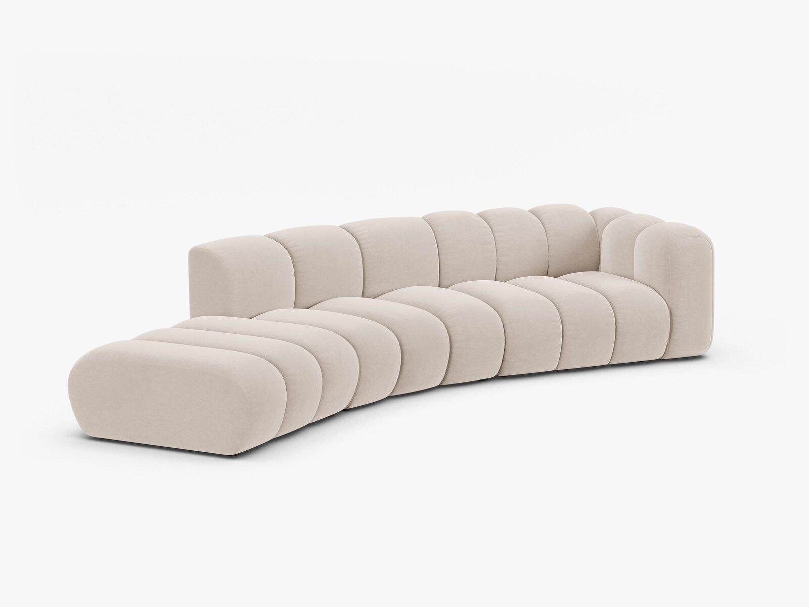Micadoni Modulares Sofa Lupine 5-Sitzer Samt Venus Helles Beige Links