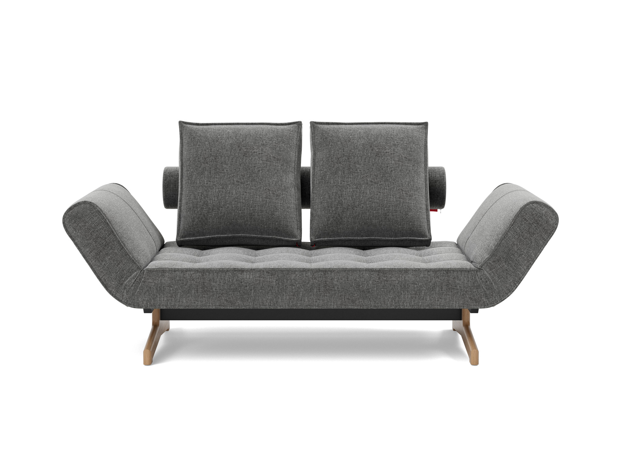 Tagesbett Ghia Strukturierter Stoff Twist 563-Charcoal Beine Eiche