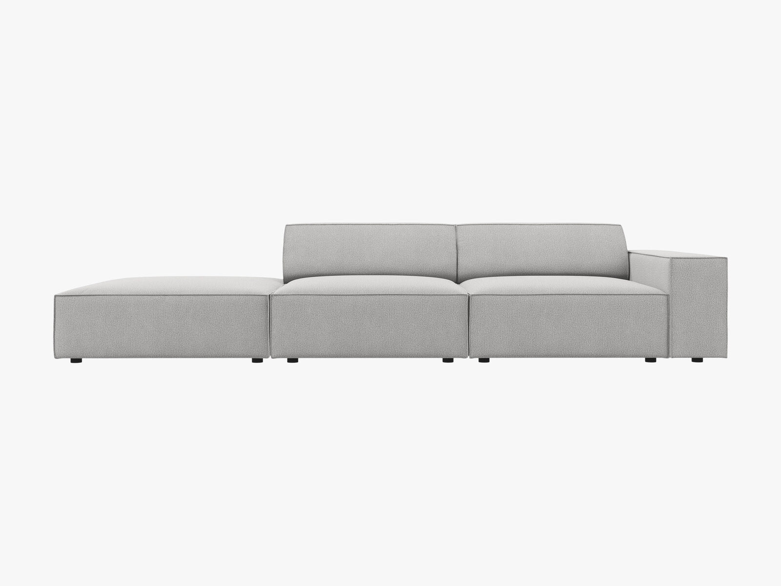 Micadoni Sofa Jodie 3-Sitzer Links Strukturierter Stoff Megan Hellgrau