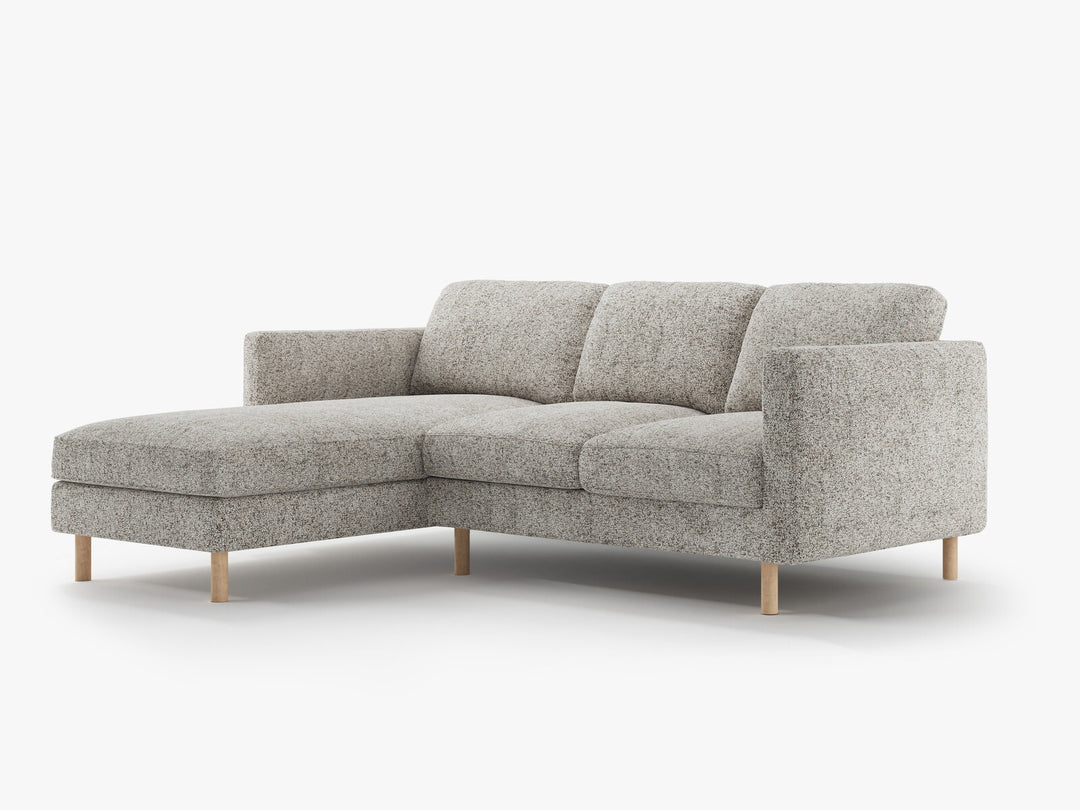 Micadoni Ecksofa Eden 3-Sitzer Links Strukturierter Stoff Beige Melange