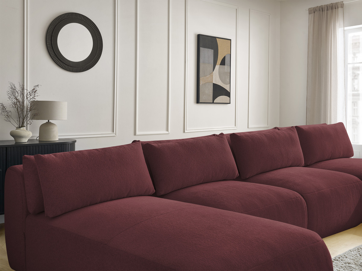 Bobochic Jana Wohnlandschaft mit großem Pouf Melange-Stoff Rot