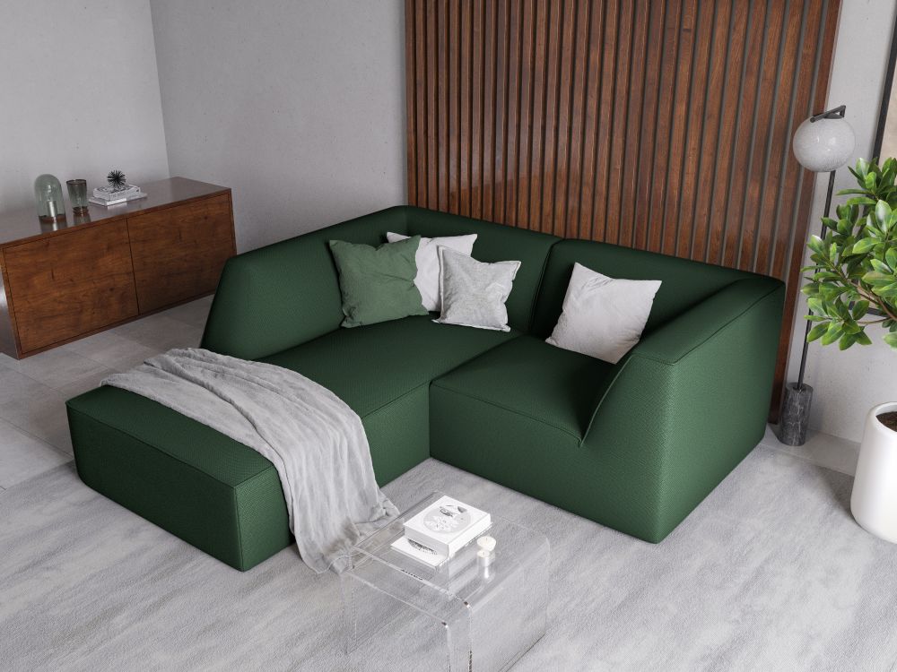 Cosmopolitan Design Ecksofa Siena 3-Sitzer Strukturierter Stoff Ottawa Grün Links
