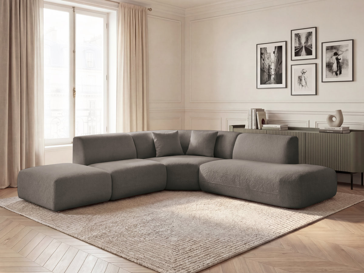 Bobochic Anda Ecksofa 279 × 264 cm Chenille Taupe Ecke rechts