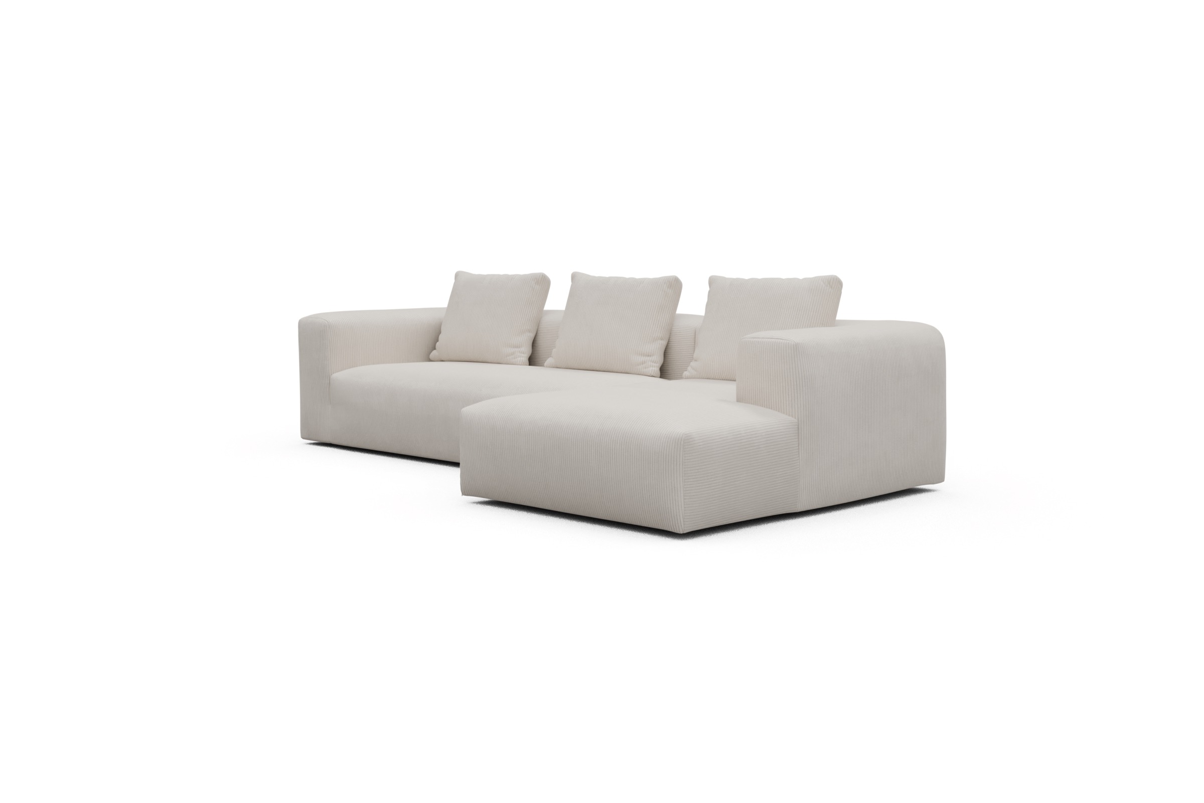 Ecksofa Fred Chaiselongue rechts mit 2,5-Sitzer Corduroy-Ivory