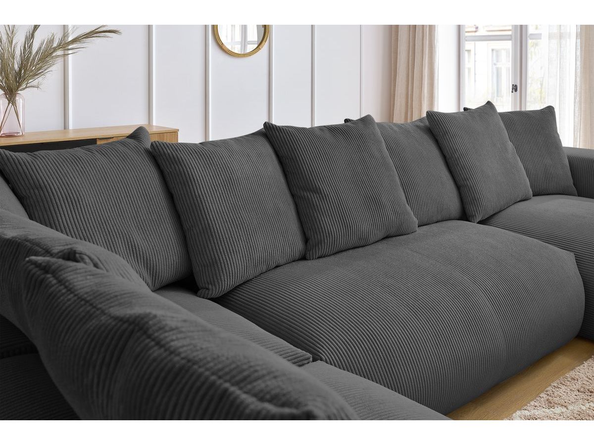 Bobochic Voltaire Wohnlandschaft 356 × 214 cm Cordsamt Dunkelgrau Ecke rechts