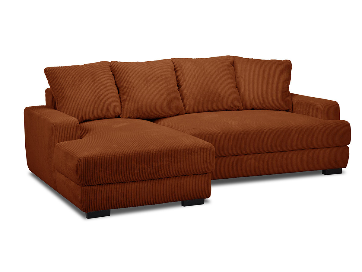 Bobochic Campi Ecksofa mit Schlaffunktion und Bettkasten Cordsamt Orange Ecke links