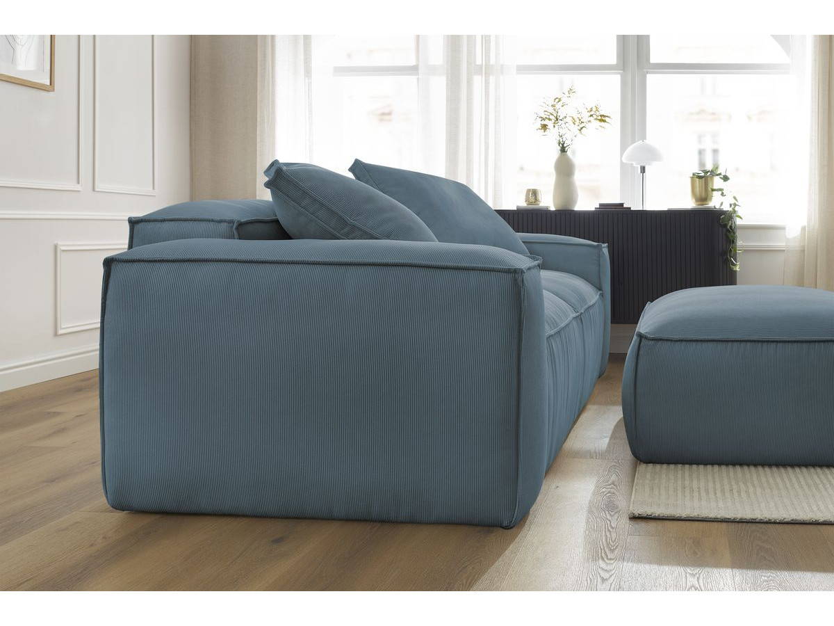 Bobochic Boheme Sofa 4-Sitzer mit Pouf Cordsamt Dunkelblau