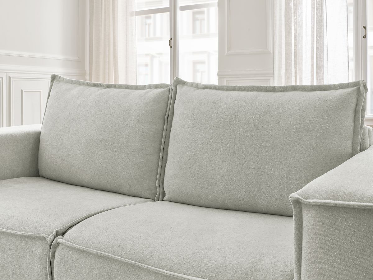 Bobochic Chelsea Schlafsofa 3-Sitzer Strukturstoff Hellgrau, Liegefläche 140 × 200 cm