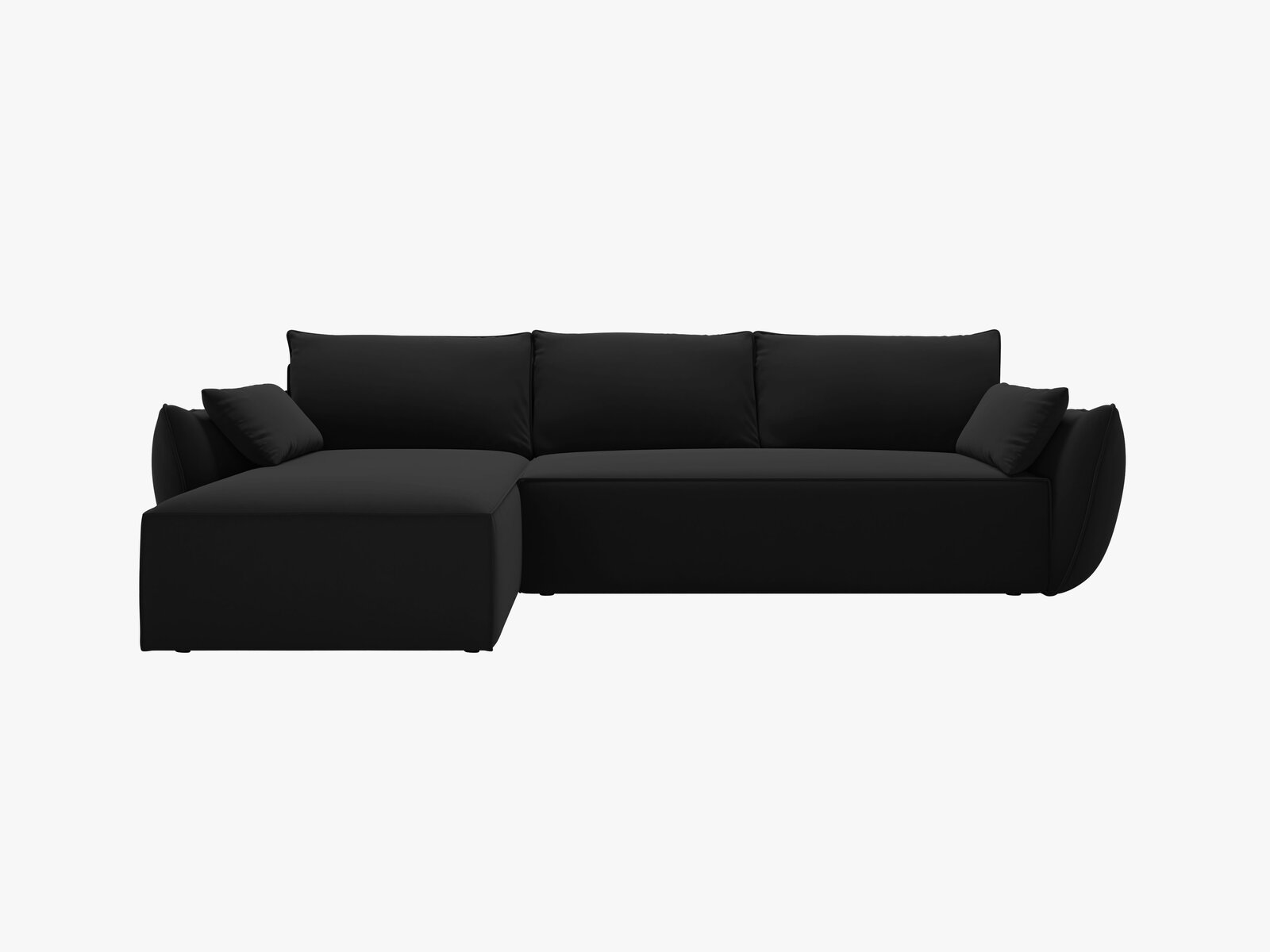 Micadoni Kaelle Ecksofa 4-Sitzer mit Schlaffunktion Links Samt Bluvel Schwarz